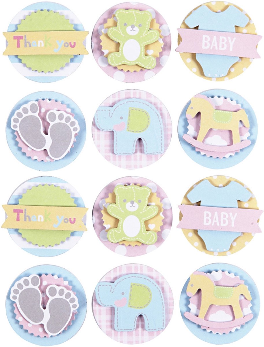 3D Baby Stickers, d: 35 mm, dikte 5 mm, baby, 1vel [HOB-27693]